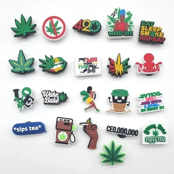 (16) Lot Shoe Clog Charms Pot 420 Weed Ganja Marley Rasta - Picture 3 of 3